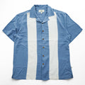 Island Shores 半袖 シルク オープンカラーシャツ L ブルー WASHABLE SILK 開襟 ボックスシルエット