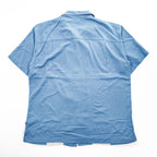 Island Shores 半袖 シルク オープンカラーシャツ L ブルー WASHABLE SILK 開襟 ボックスシルエット