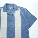 Island Shores 半袖 シルク オープンカラーシャツ L ブルー WASHABLE SILK 開襟 ボックスシルエット