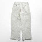 Claiborne 2タック ワイド リネン スラックス パンツ L オフホワイト プリーツ ダブルカフス