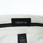 Claiborne 2タック ワイド リネン スラックス パンツ L オフホワイト プリーツ ダブルカフス