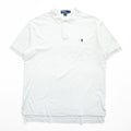 Polo by Ralph Lauren White Cotton Pique Polo Shirt L - Navy Embroidered Pony, Side Vents