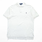 Polo by Ralph Lauren White Cotton Pique Polo Shirt L - Navy Embroidered Pony, Side Vents