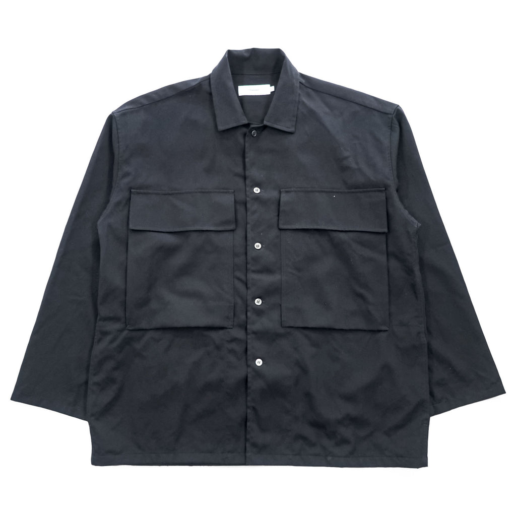 Graphpaper GM192-50522G Stevensons Military Shirt jacket / overshirt black wool 100% boxy silhouette size 1 (Made in Japan)