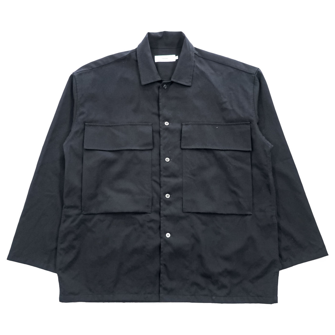Graphpaper 日本製 ミリタリーシャツ Stevensons Military Shirt ブラック 撥水 ギャバジン ボックスシルエット GM192-50522G