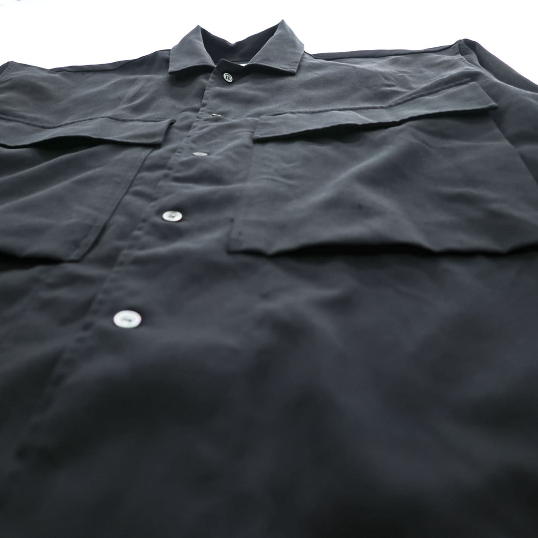Graphpaper GM192-50522G Stevensons Military Shirt jacket / overshirt black wool 100% boxy silhouette size 1 (Made in Japan)