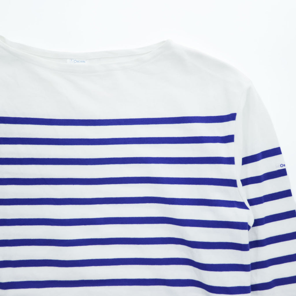 ORCIVAL フランス製 バスクシャツ 長袖 ロングスリーブ Tシャツ ロンT XL ブルー ホワイト ボーダー ボートネック
