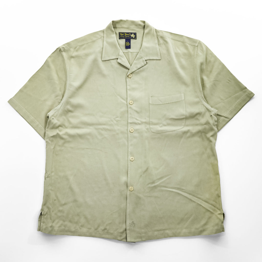 Nat Nast Luxury Originals 90年代 ヴィンテージ 半袖 シルク オープンカラーシャツ L ベージュ 開襟 ボックスシルエット