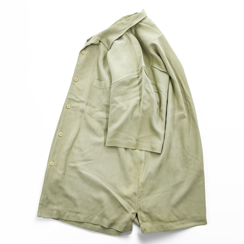 Nat Nast Luxury Originals 90年代 ヴィンテージ 半袖 シルク オープンカラーシャツ L ベージュ 開襟 ボックスシルエット