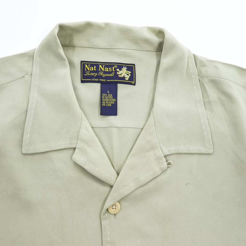 Nat Nast Luxury Originals 90年代 ヴィンテージ 半袖 シルク オープンカラーシャツ L ベージュ 開襟 ボックスシルエット