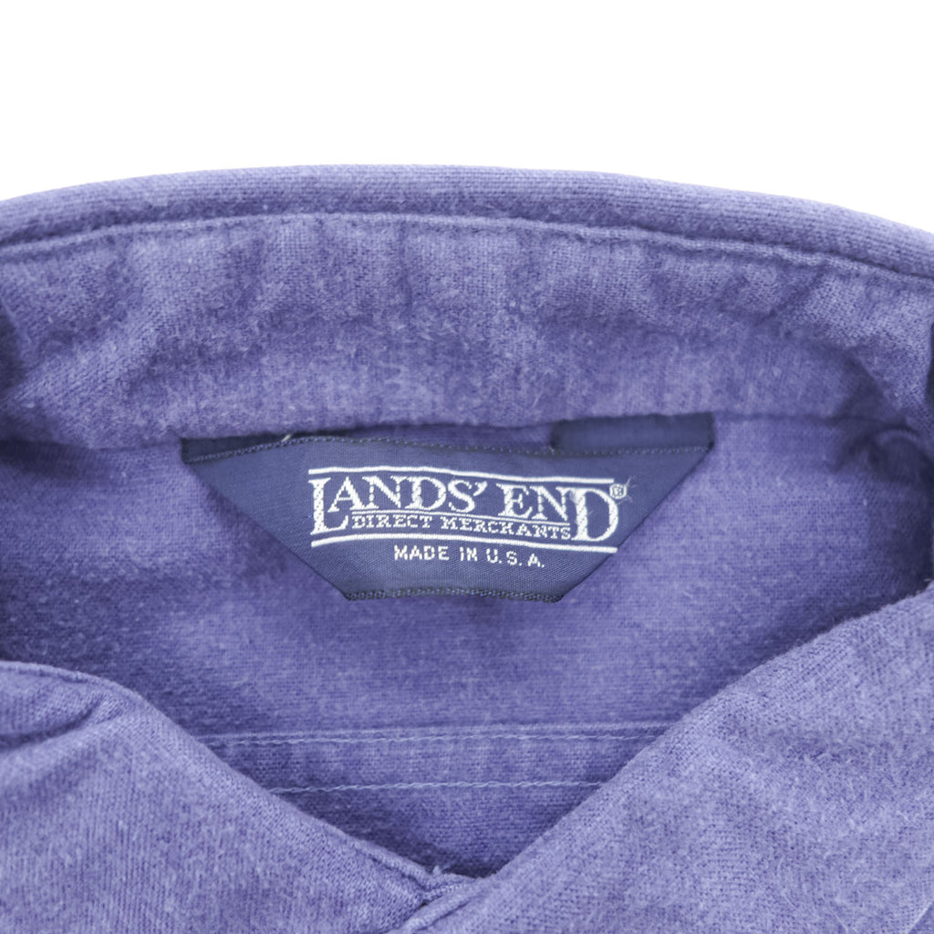 LANDS' END 90年代 USA製 ヴィンテージ 長袖ワークシャツ XL ラベンダー ラウンドカット