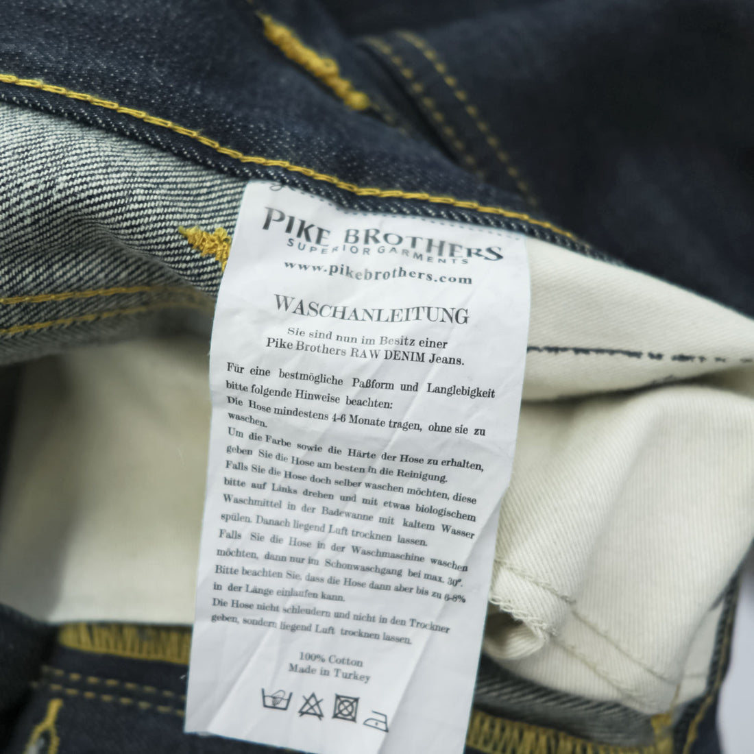 PIKE BROTHERS Roamer Pant Jeans Dark Indigo 11oz Selvedge Button Fly Back Cinch W30 L34