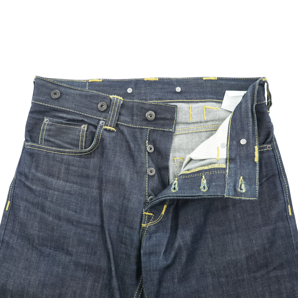 PIKE BROTHERS Roamer Pant Jeans Dark Indigo 11oz Selvedge Button Fly Back Cinch W30 L34