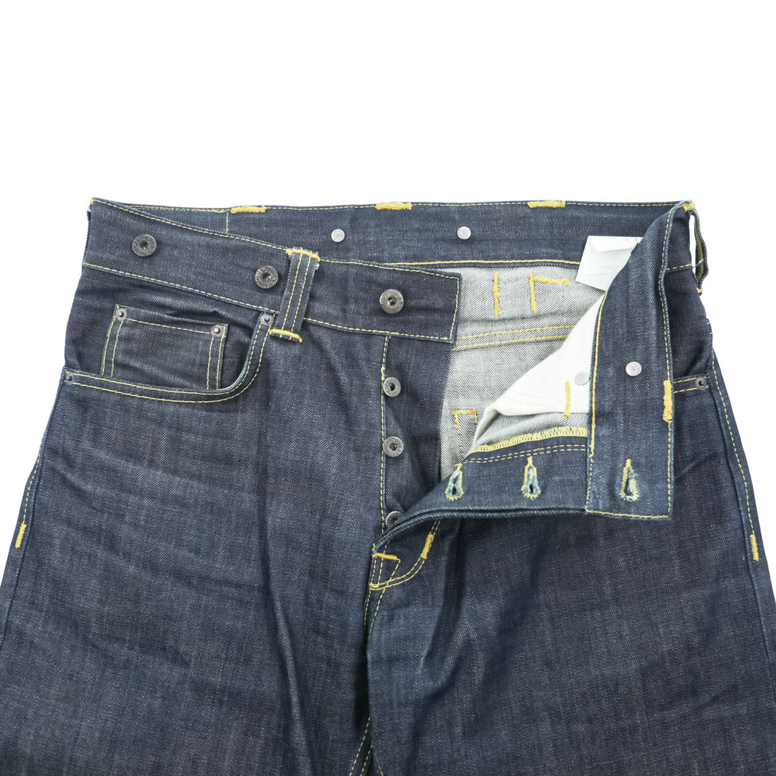 PIKE BROTHERS Roamer Pant Jeans Dark Indigo 11oz Selvedge Button Fly Back Cinch W30 L34