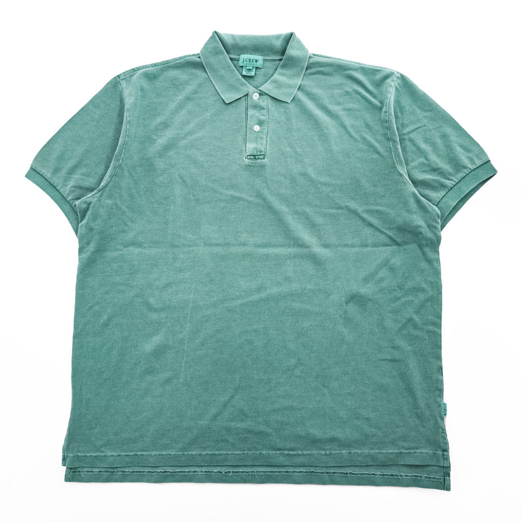J.CREW 90年代 USA製 ヴィンテージ ポロシャツ L グリーン ヴィンテージ加工 鹿の子