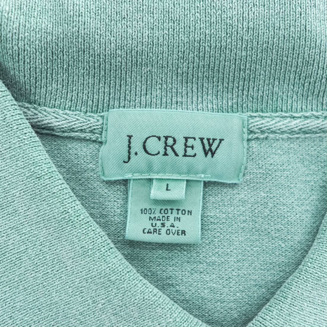 J.CREW 90年代 USA製 ヴィンテージ ポロシャツ L グリーン ヴィンテージ加工 鹿の子
