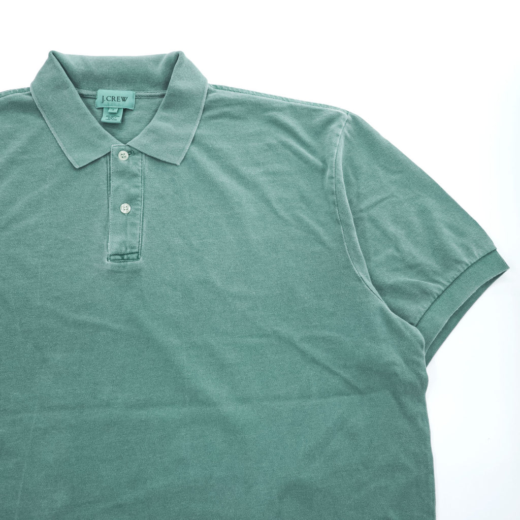 J.CREW 90年代 USA製 ヴィンテージ ポロシャツ L グリーン ヴィンテージ加工 鹿の子