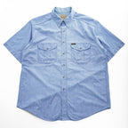 Woolrich 90年代 USA製 ヴィンテージ 半袖 ワーク シャンブレーシャツ XL ブルー ボタンダウン