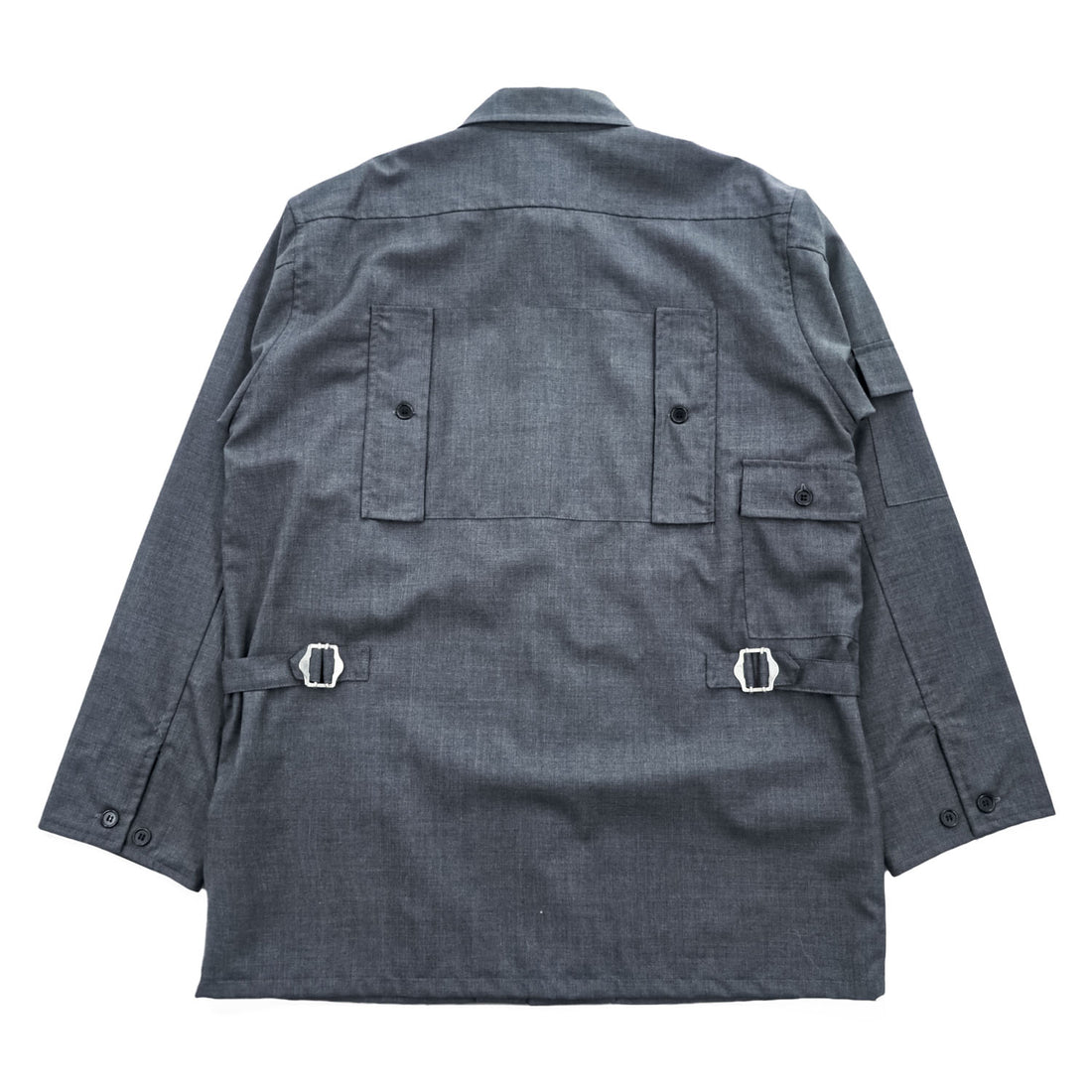 Needles 日本製 ワーク ユーティリティシャツ ジャケット S グレー ボックスシルエット フラップポケット バックポケット