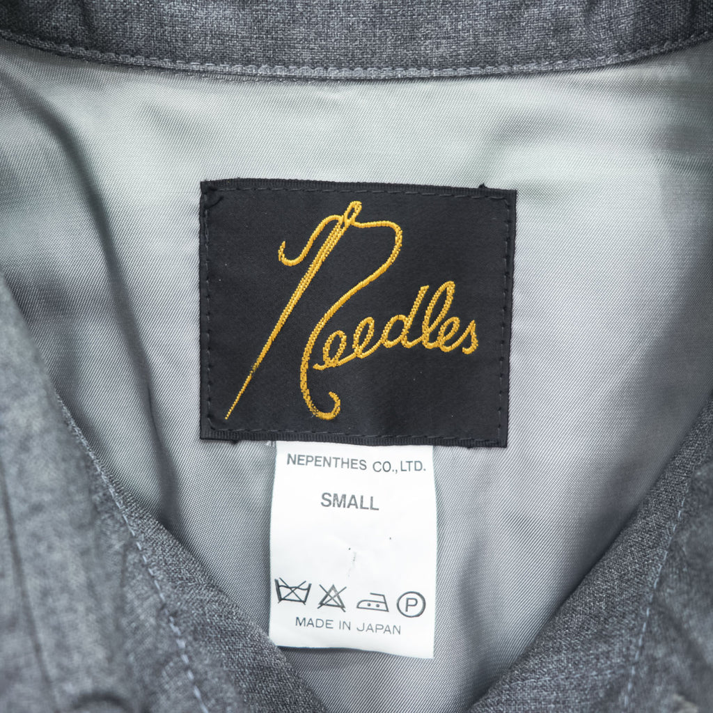 Needles 日本製 ワーク ユーティリティシャツ ジャケット S グレー ボックスシルエット フラップポケット バックポケット