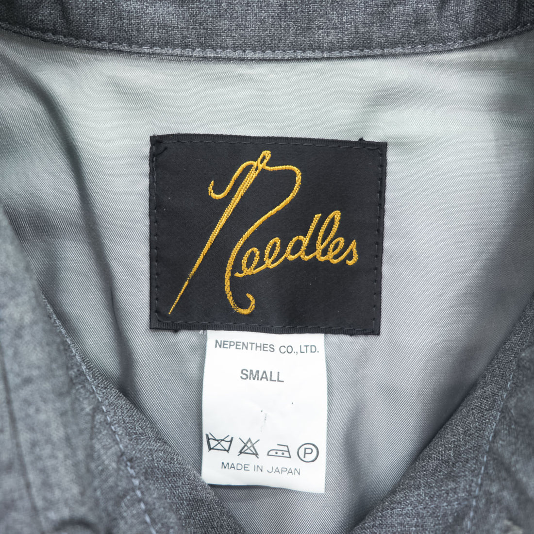 Needles 日本製 ワーク ユーティリティシャツ ジャケット S グレー ボックスシルエット フラップポケット バックポケット