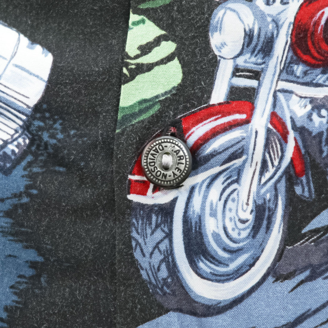 HARLEY DAVIDSON 90年代 USA製 ヴィンテージ 半袖 アロハシャツ XL ブラック 総柄 バイク モーターサイクル レーヨン メタルボタン