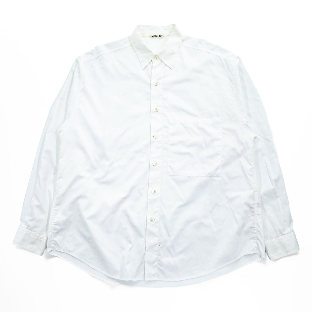 AURALEE 日本製 WASHED FINX TWILL BIG SHIRTS 長袖 ビッグシャツ L ホワイト オーバーサイズ フィンクスコットンツイル A7AS02TN