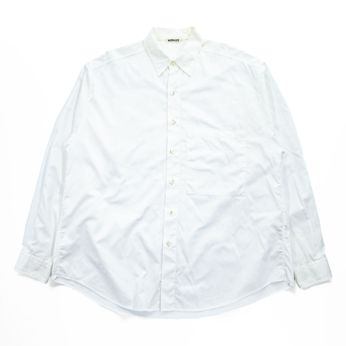 AURALEE 日本製 WASHED FINX TWILL BIG SHIRTS 長袖 ビッグシャツ L ホワイト オーバーサイズ フィンクスコットンツイル A7AS02TN