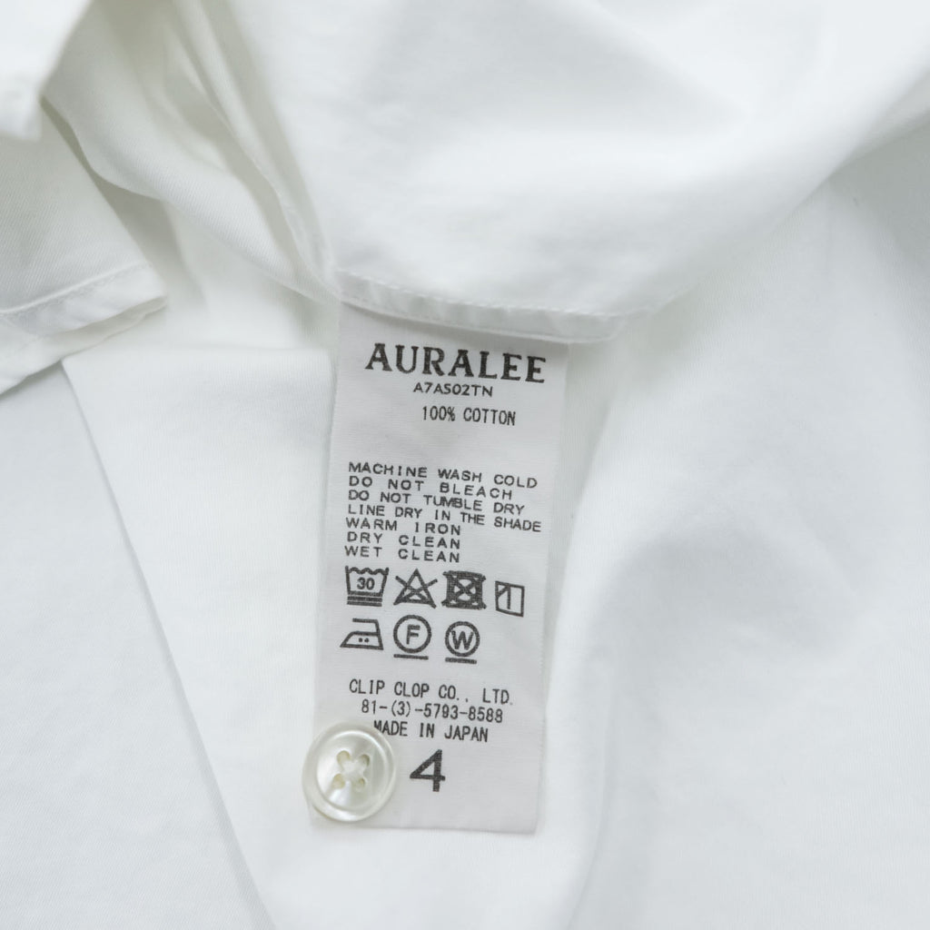 AURALEE 日本製 WASHED FINX TWILL BIG SHIRTS 長袖 ビッグシャツ L ホワイト オーバーサイズ フィンクスコットンツイル A7AS02TN
