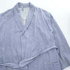 Vintage 60s Czech military Stripe gown robe 60年代 ヴィンテージ チェコ軍 ミリタリー ショールカラー ガウンコート FREE ブルー ストライプ