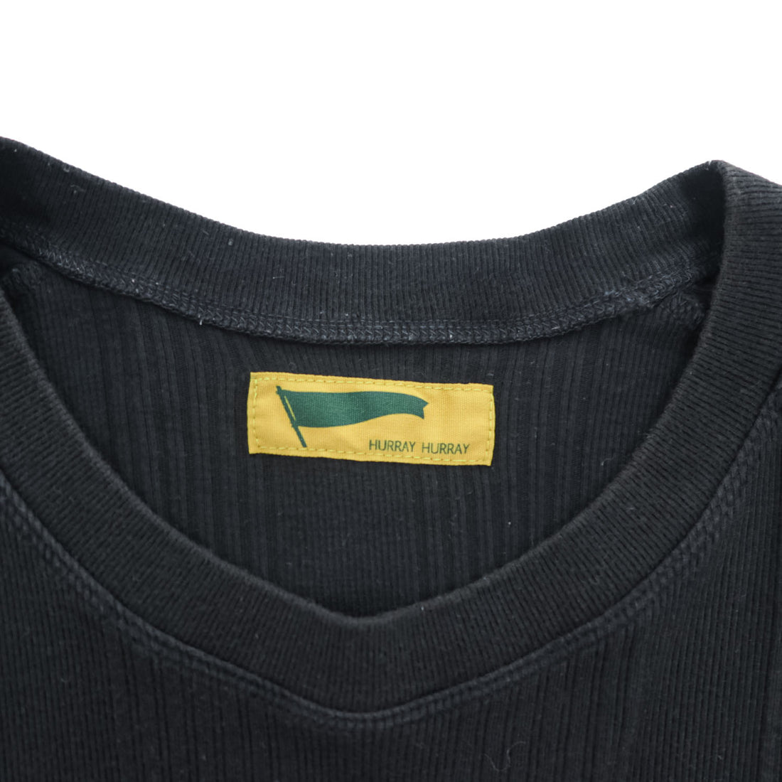 HURRAY HURRAY 日本製 リメイク 再構築 Tシャツ RANDOM RIB TEE ブラック 天竺 ランダムリブ