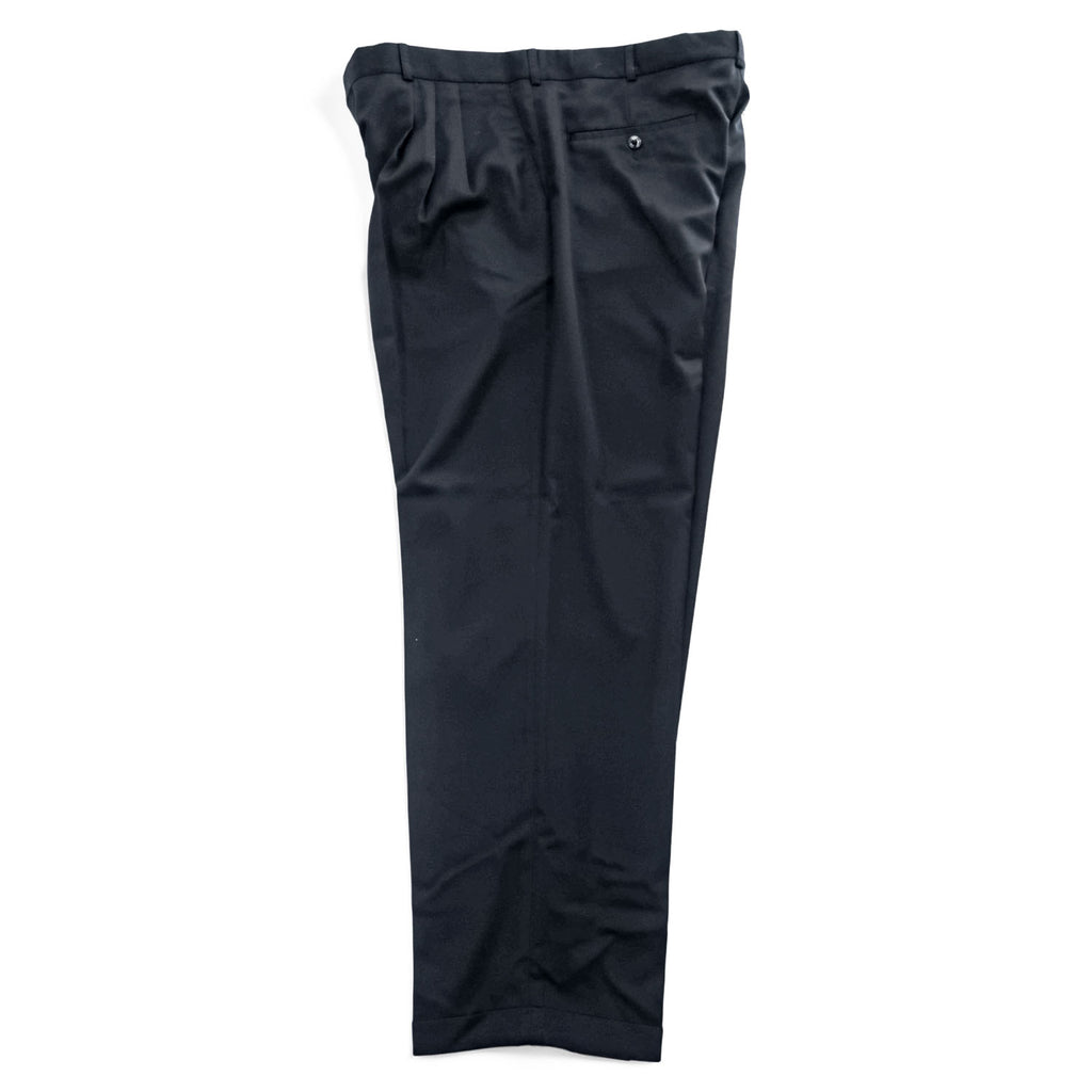 IVY CREW 90年代 ヴィンテージ センタープレス スラックス パンツ XL ブラック ワイド タック プリーツ ダブルカフス