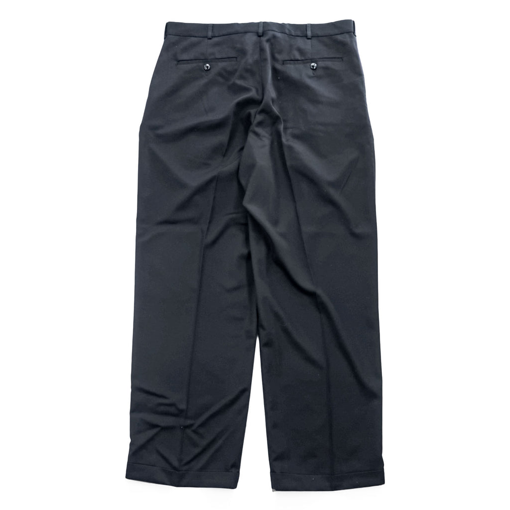 IVY CREW 90年代 ヴィンテージ センタープレス スラックス パンツ XL ブラック ワイド タック プリーツ ダブルカフス