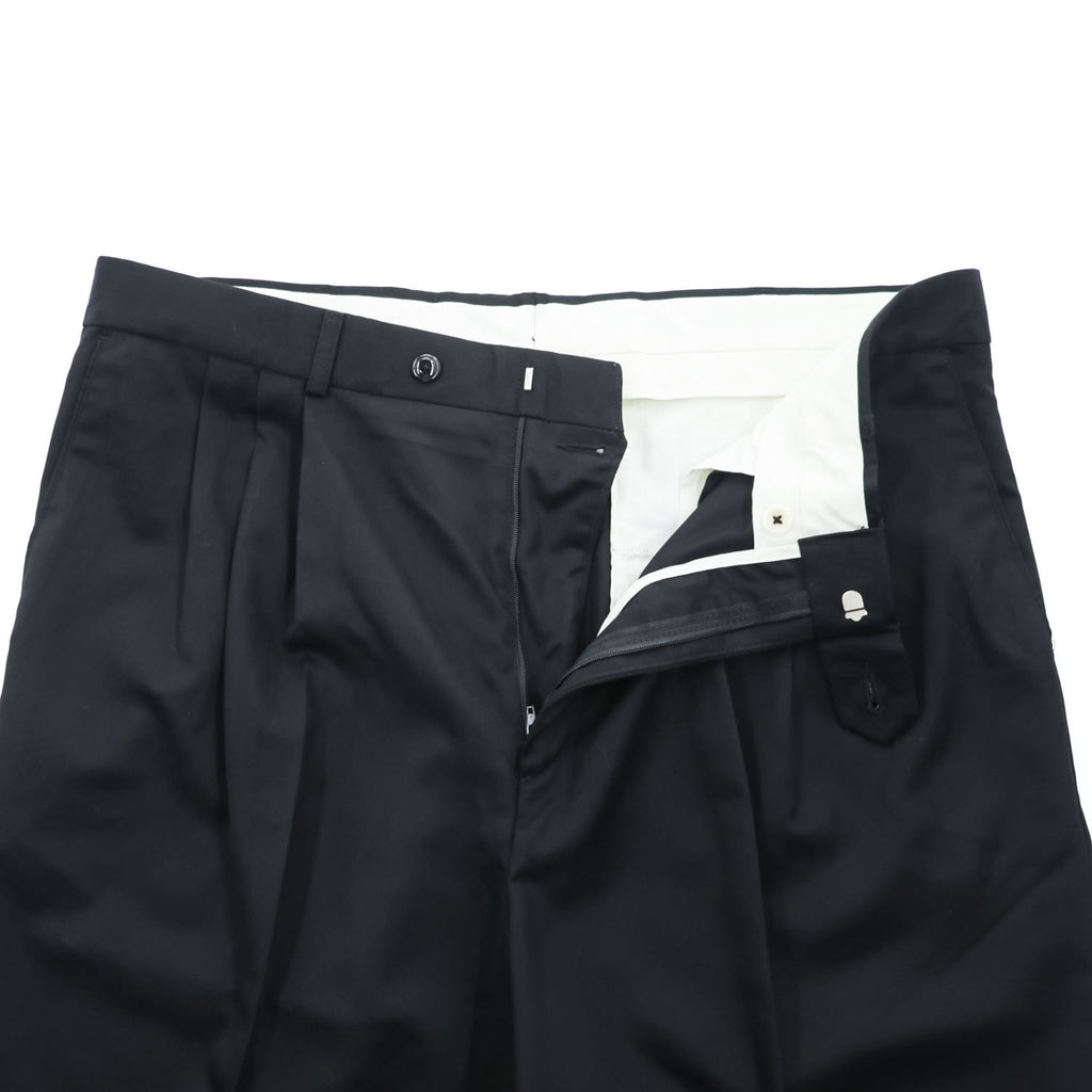 IVY CREW 90年代 ヴィンテージ センタープレス スラックス パンツ XL ブラック ワイド タック プリーツ ダブルカフス
