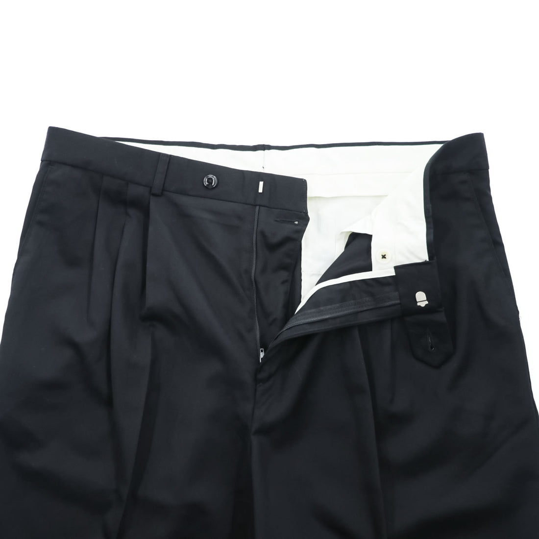 IVY CREW 90年代 ヴィンテージ センタープレス スラックス パンツ XL ブラック ワイド タック プリーツ ダブルカフス
