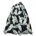 Tommy Bahama アロハシャツ 半袖 オープンカラー シルクシャツ L ブラック 総柄 リーフ 開襟 ボックスシルエット