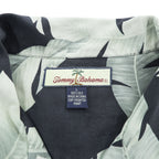 Tommy Bahama アロハシャツ 半袖 オープンカラー シルクシャツ L ブラック 総柄 リーフ 開襟 ボックスシルエット