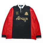 Polo Ralph Lauren 90年代 ヴィンテージ ラガーシャツ 長袖 ポロシャツ 2XL CUSTOM FIT ブラック レッド エルボーパッチ PRL CLUB ビッグサイズ