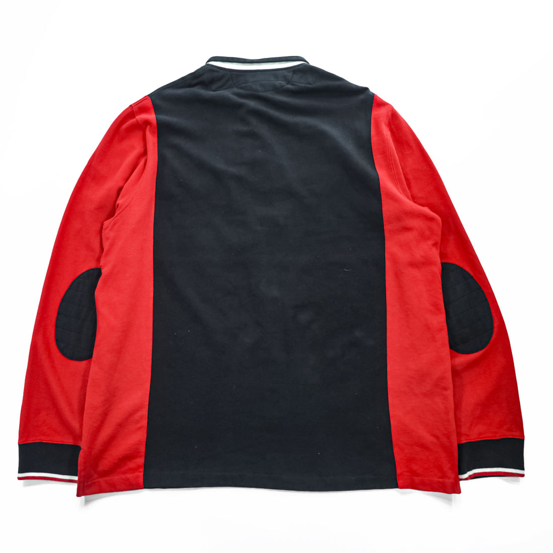 Polo Ralph Lauren 90年代 ヴィンテージ ラガーシャツ 長袖 ポロシャツ 2XL CUSTOM FIT ブラック レッド エルボーパッチ PRL CLUB ビッグサイズ