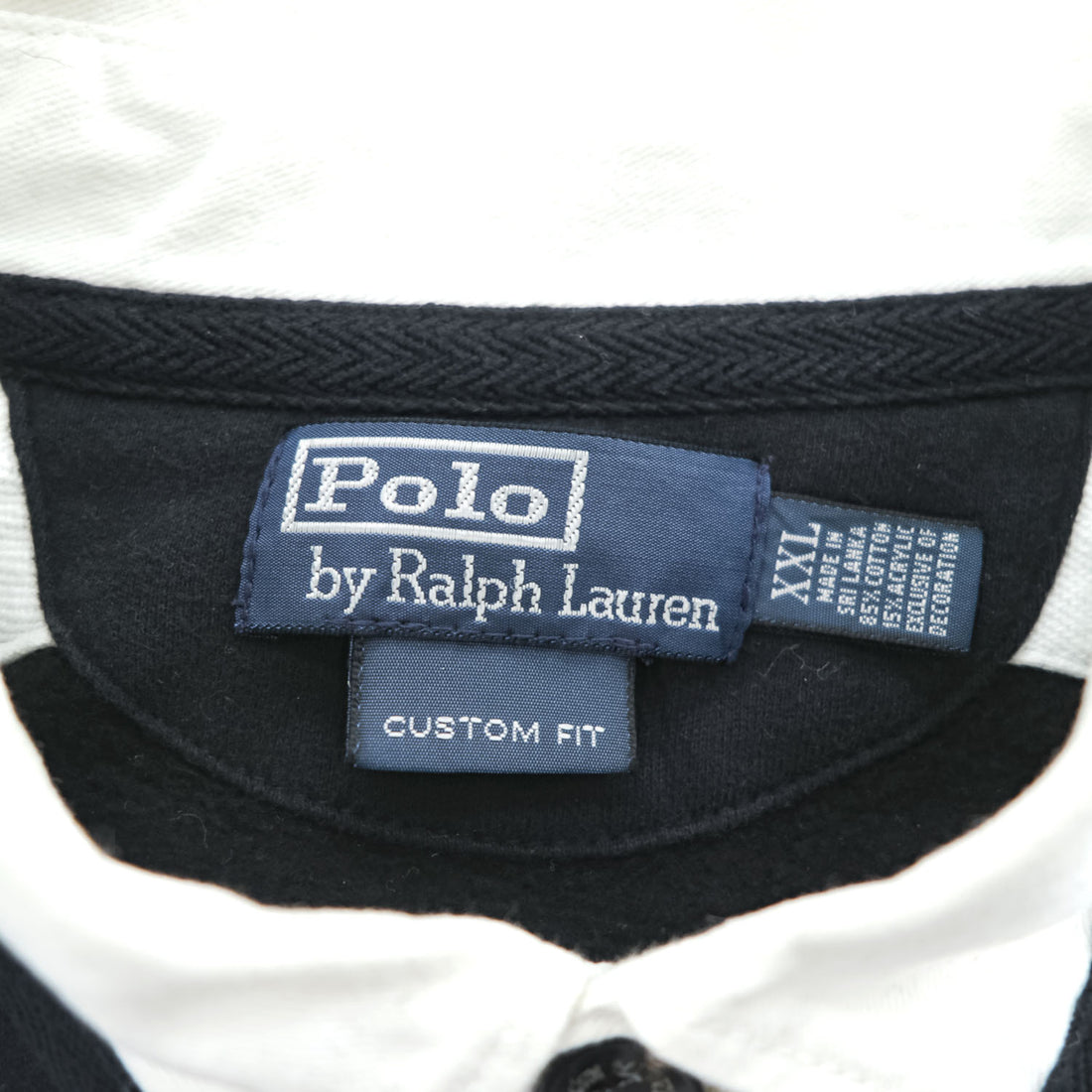 Polo Ralph Lauren 90年代 ヴィンテージ ラガーシャツ 長袖 ポロシャツ 2XL CUSTOM FIT ブラック レッド エルボーパッチ PRL CLUB ビッグサイズ