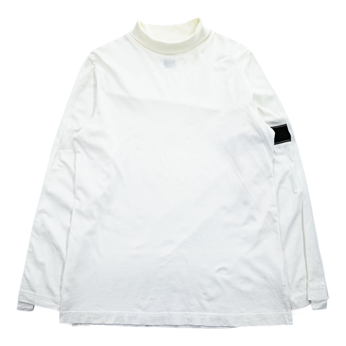 OAMC High Neck Long-Sleeve T-Shirt, Size L, White, Side Stripe Tape I024514 Portugal-Made