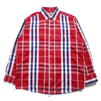 Burberry London Custom Fit long sleeve shirt red-purple large check cotton button-down pocket embroidered logo Made in Great Britain XL