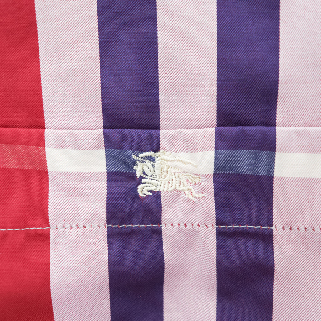 Burberry London Custom Fit long sleeve shirt red-purple large check cotton button-down pocket embroidered logo Made in Great Britain XL