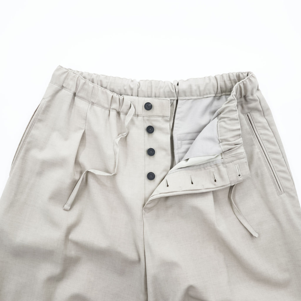 EDIFICE LA BOUCLE Japan Made Slacks Wide Tuck Pleated Easy Pants M Beige Stretch 21-030-300-1020-1-0