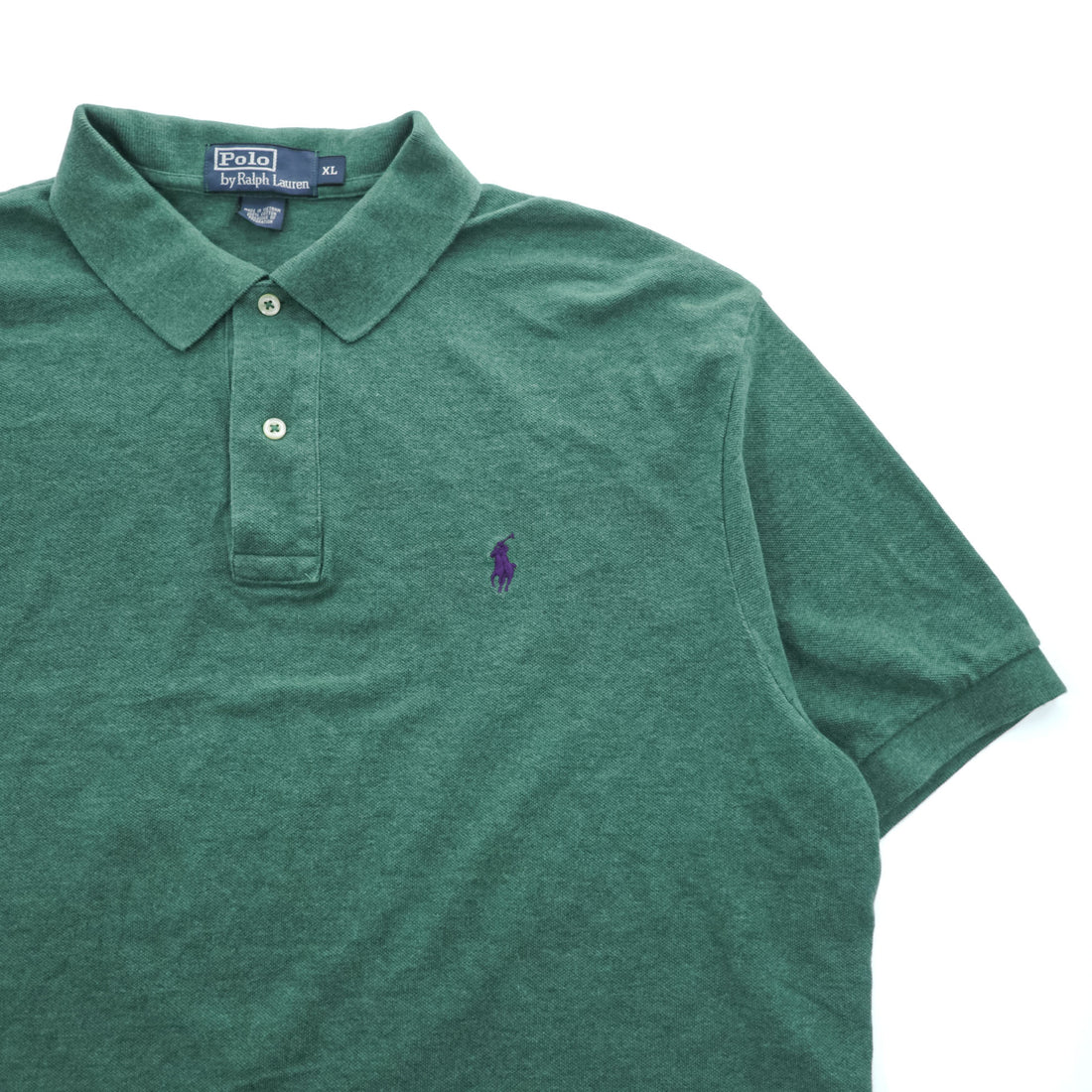 Polo Ralph Lauren 90年代 ヴィンテージ ポロシャツ XL グリーン 刺繍 スモールポニー ロゴ 鹿の子