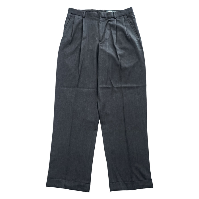 Eddie Bauer 00年代 ヴィンテージ ワイド 2タック スラックス パンツ L グレー プリーツ ダブルカフス