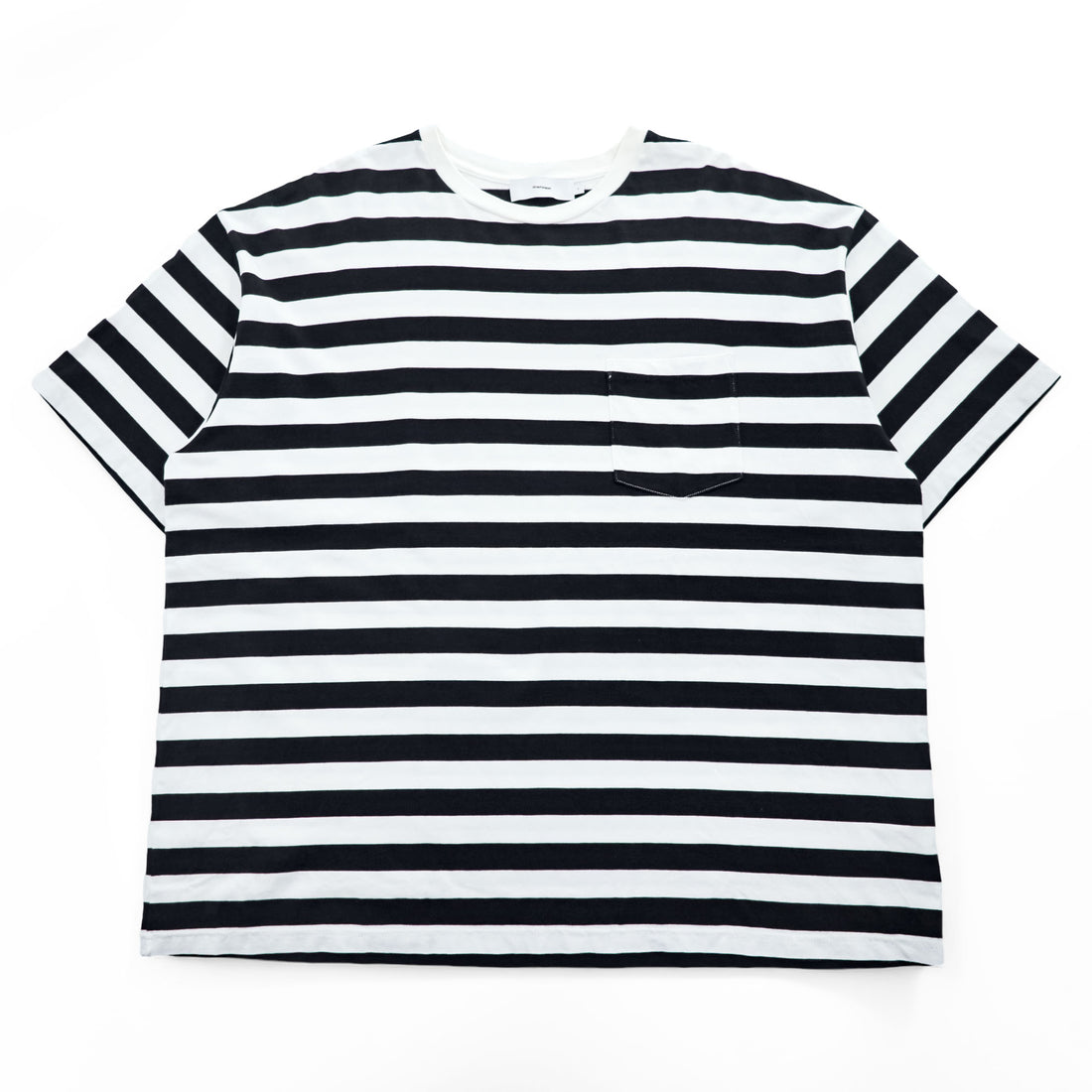 Graphpaper GM201-70149B Border S/S Pocket Tee Black/White Cotton 100% Crewneck Boxy Fit Made in Japan Size 2
