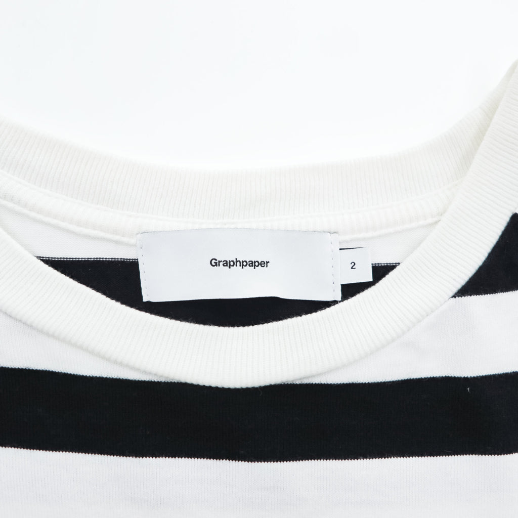 Graphpaper 日本製 BORDER S/S POCKET TEE ボーダー ポケット Tシャツ M ホワイト ブラック GM201-70149B