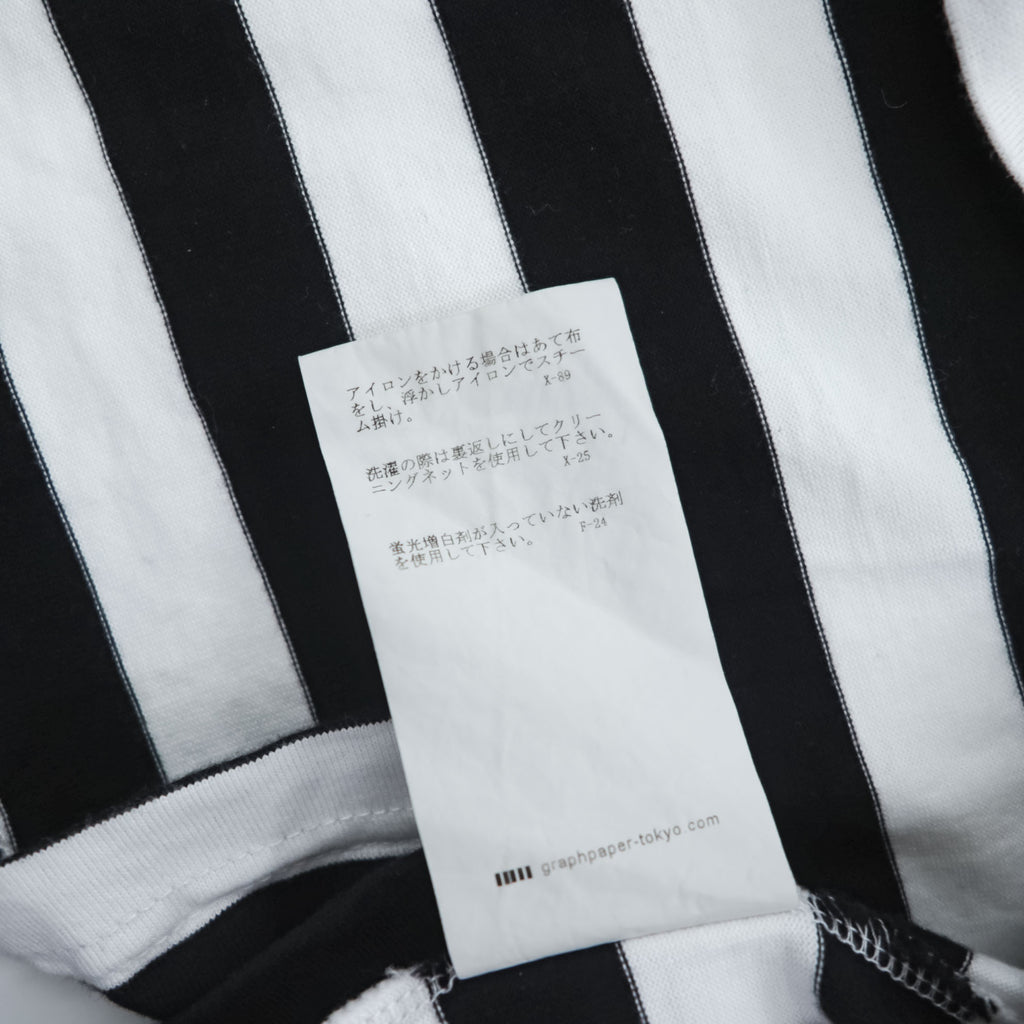 Graphpaper 日本製 BORDER S/S POCKET TEE ボーダー ポケット Tシャツ M ホワイト ブラック GM201-70149B