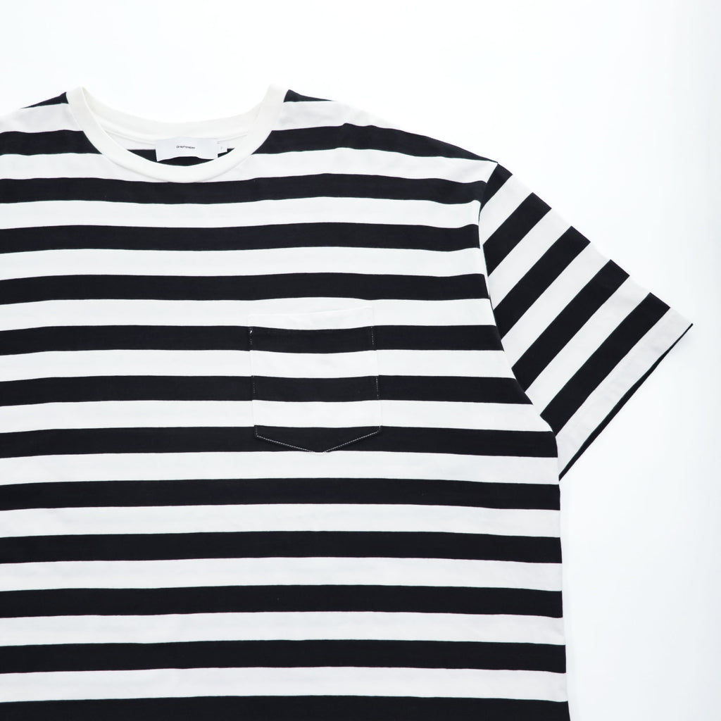 Graphpaper 日本製 BORDER S/S POCKET TEE ボーダー ポケット Tシャツ M ホワイト ブラック GM201-70149B